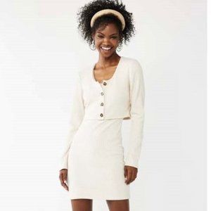 Junior's Lily Rose Ribbed Tank Bodycon Dress & Cardigan Set - Small